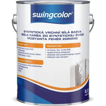 barva a nátěr na dřevo Swingcolor Bílý email, bílý, polomatný, 2,5 l&nbsp;6122 T02,5 0