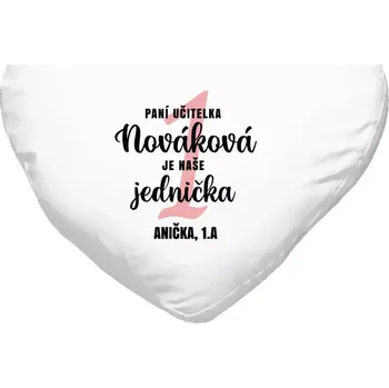 Polštář Polštář srdce 40x35 cm Paní učitelka je naše jednička