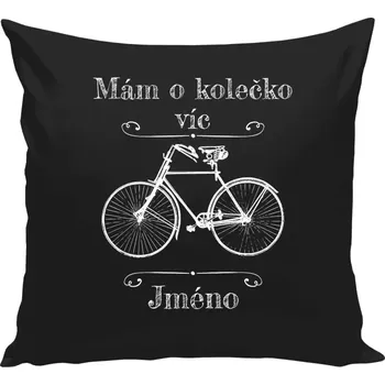 Polštář Polštář černý 40x40 cm Mám o kolečko víc se jménem