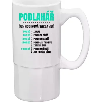 Sklenice Půllitr bílý vysoký Hodinová sazba - podlahář