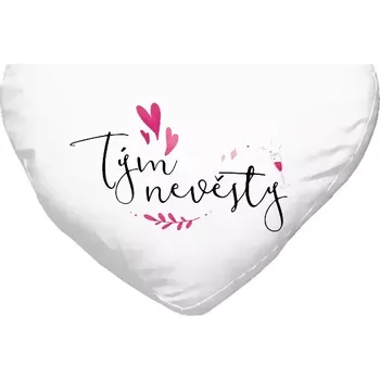 Polštář Polštář srdce 40x35 cm Tým nevěsty - srdíčka a lístečky