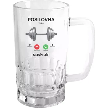 Sklenice Půllitr skleněný Posilovna volá... musím jít!