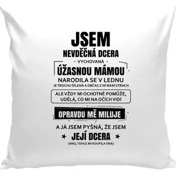 Polštář Polštář bílý 40x40 cm Mámina nevděčná dcera