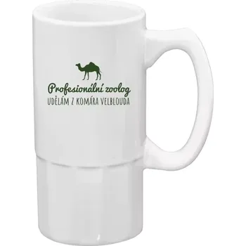 Sklenice Půllitr bílý vysoký Profesionální zoolog - Udělám z komára velblouda