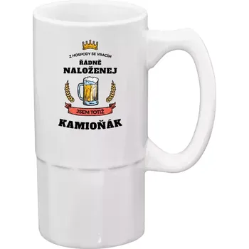 Sklenice Půllitr bílý vysoký Z hospody se vracím - Kamioňák