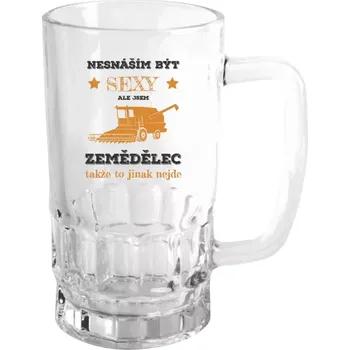 Sklenice Půllitr pro zemědělce - Nesnáším být sexy, ale jsem zemědělec - čirý