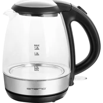 Rychlovarná konvice EMERIO WK-125145 rychlovarná konvice, bezšňůrová, sklo, černá, stříbrná, WK-125145