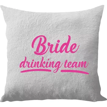 Polštář Polštář bílý 40x40 cm - dlouhý chlup Bride drinking team