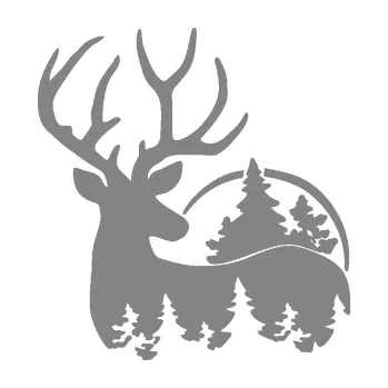 Samolepící dekorace SAMOLEPKA Jelen 011 levá s lesní krajinou (17 - šedá) NA AUTO, NÁLEPKA, FÓLIE, POLEP, TUNING, VLASTNÍ TEXT, TISK, AUTOSAMOLEPKY.cz, POLEPY, OBRÁZEK, LOGO, SAMOLEPKY