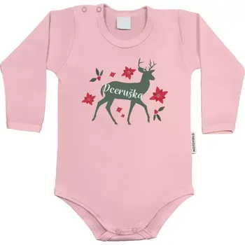 Kojenecký body Dětské body s dlouhým rukávem Jelen s květinami - dceruška