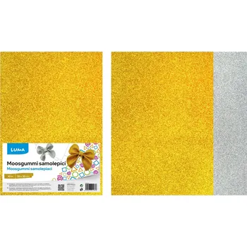 Moosgummi Luma Glitr A4, zlatá/stříbrná, samolepící, 10ks