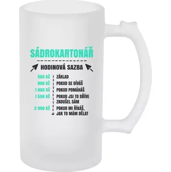 Sklenice Půllitr pro sádrokartonáře - Hodinová sazba - sádrokartonář - matný