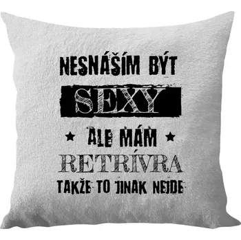 Polštář Polštář bílý 40x40 cm - dlouhý chlup Nesnáším být sexy, ale mám...