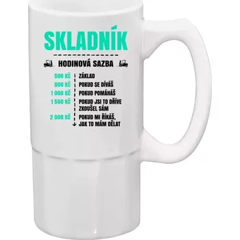Sklenice Půllitr pro skladníky - Hodinová sazba - skladník - 500 ml