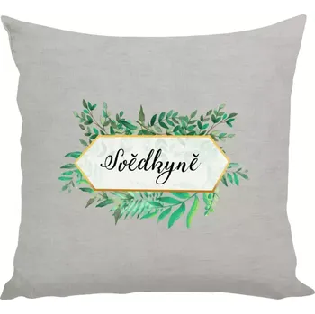 Polštář Polštář lněný 40x40 cm Svědkyně zelené listy