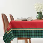 Gobelínový ubrus CHERRY červeno-zelený s vánočním motivem, 90 x 90 cm