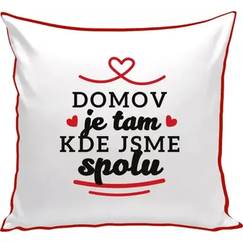 Polštář Polštář barevný 32x32 cm Domov je tam, kde jsme spolu