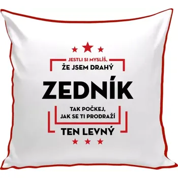 Polštář Polštář barevný 32x32 cm Jestli si myslíš, že jsem drahý - zedník