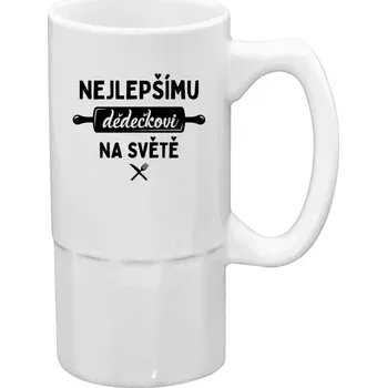 Sklenice Půllitr bílý vysoký Nejlepšímu dědečkovi na světě - váleček