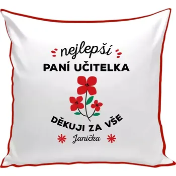 Polštář Polštář barevný 32x32 cm Nejlepší paní učitelka - Jméno