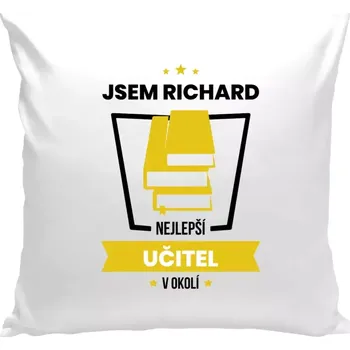 Polštář Polštář bílý 40x40 cm Nejlepší v okolí - učitel
