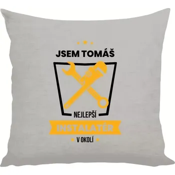 Polštář Polštář lněný 40x40 cm Nejlepší v okolí - instalatér