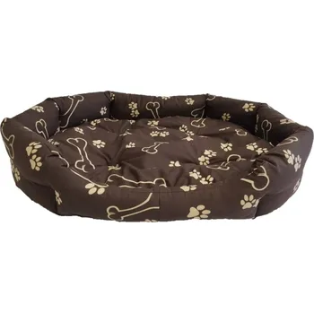 Pelíšek pro psa Pelech pro domácí mazlíčky - hnědý, tlapka a kost 70 x 55 cm