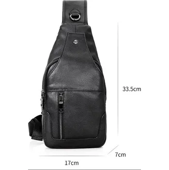 Sportovní batoh Pánská kožená taška přes hrudník Barva: Black1(small)
