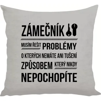 Polštář Polštář lněný 40x40 cm Musím řešit problémy - zámečník
