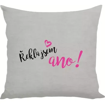 Polštář Polštář lněný 40x40 cm Řekla jsem ano!