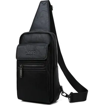 Pánská kožená taška na hruď + pouzdro Barva: 8804-Černá