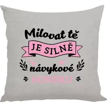 Polštář Polštář lněný 40x40 cm Milovat tě je silně návykové