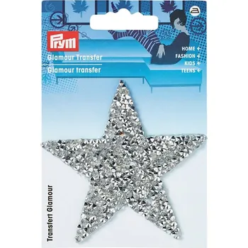Nášivka PRYM Nášivka drahokamový transfer, hvězda, nažehlovací, stříbrná