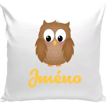 Polštář Polštář bílý 40x40 cm Sovička se jménem