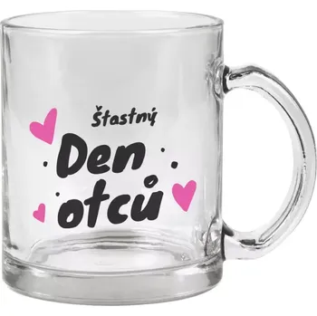Hrnek 330 ml - skleněný Šťastný den otců - srdce