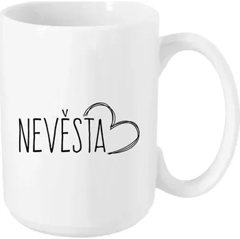 Hrnek 450 ml - bílý Nevěsta - kreslené - srdce