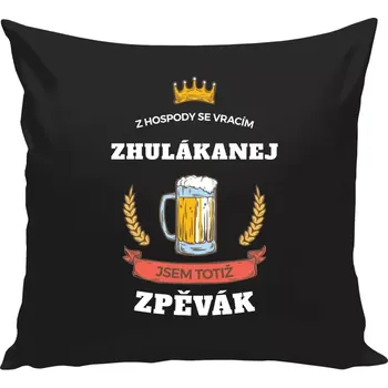 Polštář Polštář černý 40x40 cm Z hospody se vracím - Zpěvák