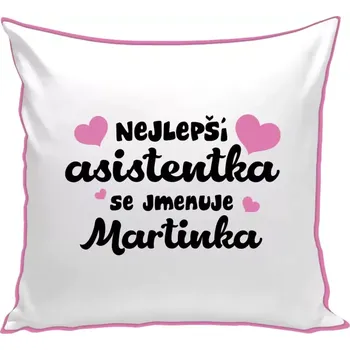 Polštář Polštář barevný 32x32 cm Nejlepší asistentka se jmenuje - Jméno