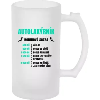 Sklenice Půllitr skleněný matný Hodinová sazba - autolakýrník