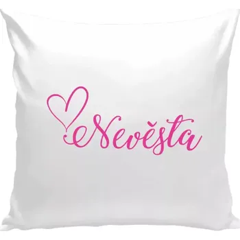 Polštář Polštář bílý 40x40 cm Nevěsta se srdíčkem
