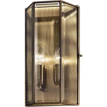 Nástěnné svítidlo Il Fanale 411.00.80 Rilegato, vitrážové nástěnné svítidlo, fazetové sklo/pálená mosaz, 2x E14 max 10W, výška 31cm