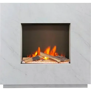 Voltomat HEATING Elektrický krb Kalmar, 1500 W, 84 × 80 × 26 cm, mramorově bílý B-BI-BG00752-3M