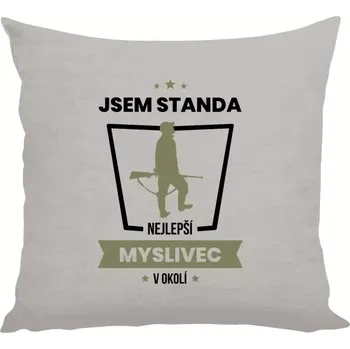 Polštář Polštář lněný 40x40 cm Nejlepší v okolí - myslivec