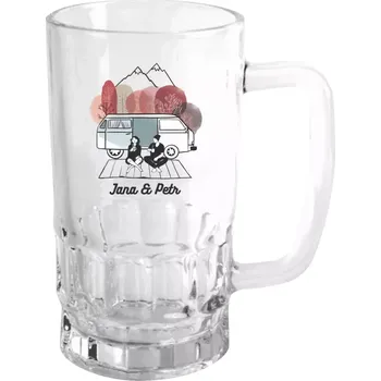 Sklenice Půllitr pro karavanisty - Podzimní kempování - vlastní jména - čirý