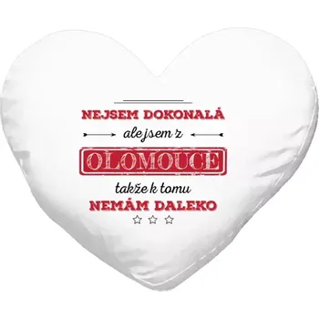 Polštář Polštář srdce 40x35 cm Nejsem dokonalá, ale jsem z...