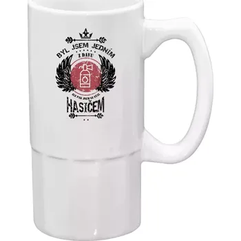 Sklenice Půllitr bílý vysoký Byl jsem jedním z davu, ale pak jsem se stal hasičem