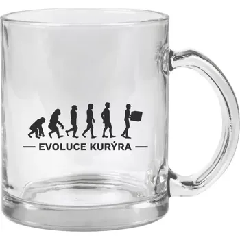 Hrnek 330 ml - skleněný Evoluce - kurýr
