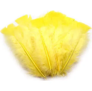 Příze Krůtí peří délka 11 - 17 cm, 20 ks, 6 žlutá