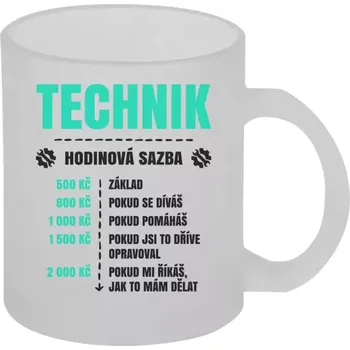 Hrnek 330 ml - skleněný matný Hodinová sazba - technik