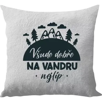 Polštář Polštář bílý 40x40 cm - dlouhý chlup Všude dobře na vandru nejlíp